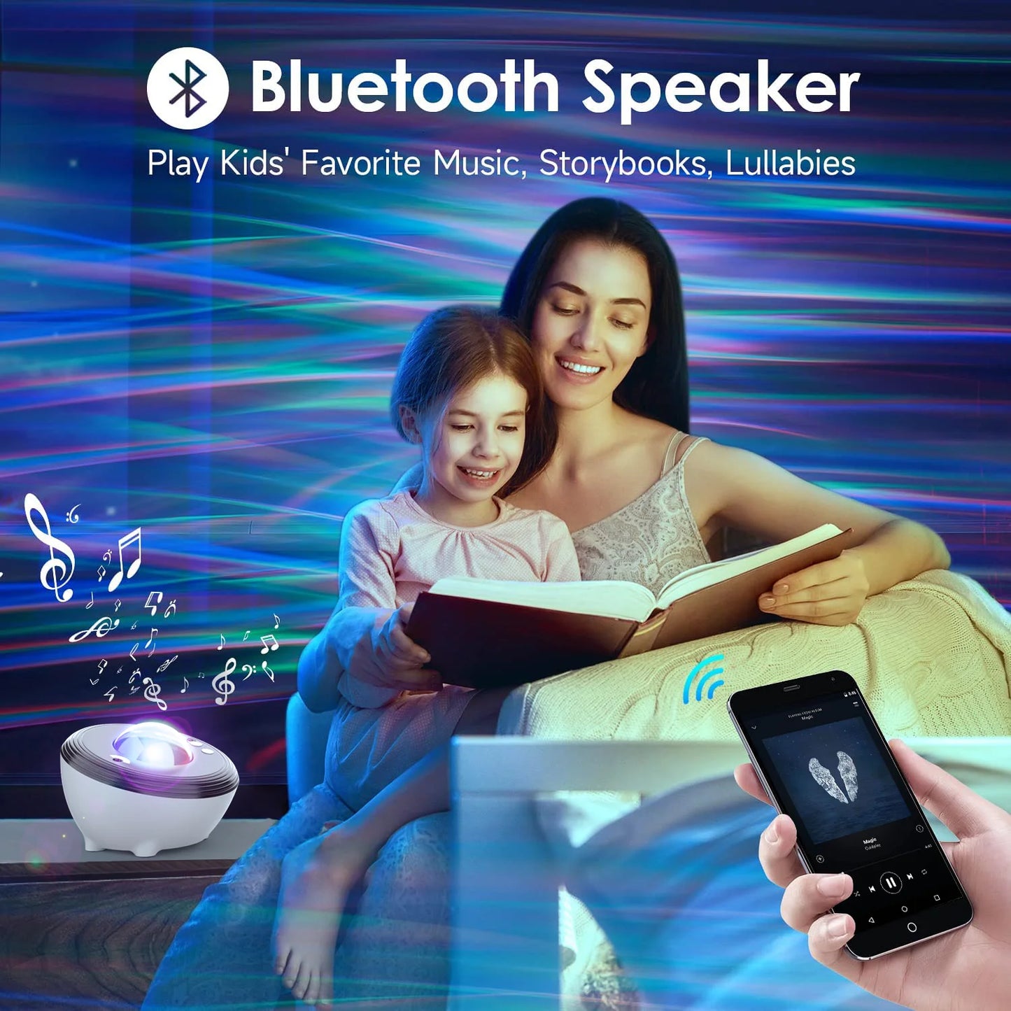 Star Projector LED Aurora Projector Bluetooth Speaker Night Light White Noise Galaxy Projector For Bedroom Kids Decoration Home