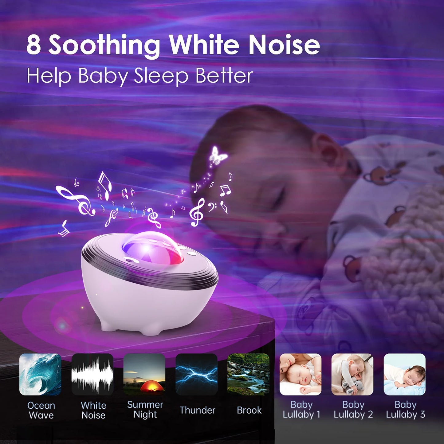 Star Projector LED Aurora Projector Bluetooth Speaker Night Light White Noise Galaxy Projector For Bedroom Kids Decoration Home