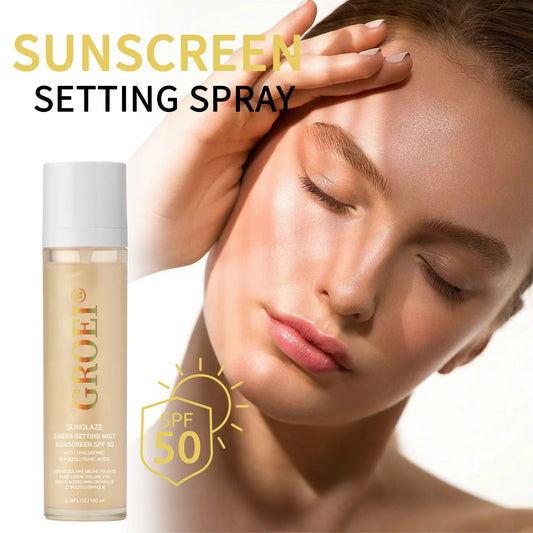 "GROEI" 100ml  SPF 50 Sunscreen Setting Spray Sheer Setting Mist Sunscreen Spray Facial  Skin Care Lightweight & Non-Greasy