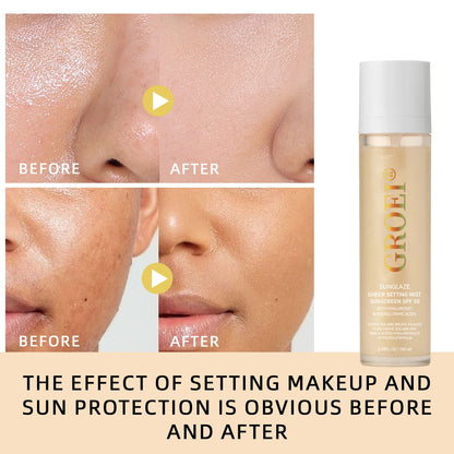 "GROEI" 100ml  SPF 50 Sunscreen Setting Spray Sheer Setting Mist Sunscreen Spray Facial  Skin Care Lightweight & Non-Greasy