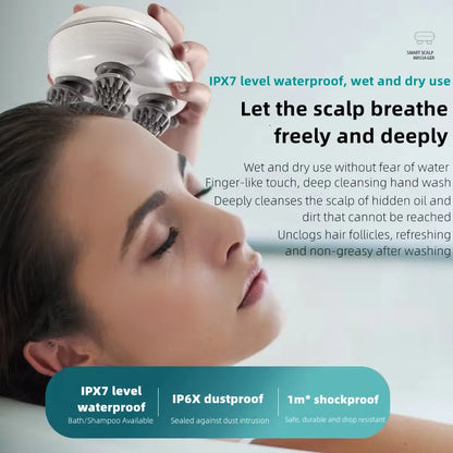 head Massager with4 Kneading Massage Heads & 68 Node Handheld Hair Massager for Hair Growth Stress Relax