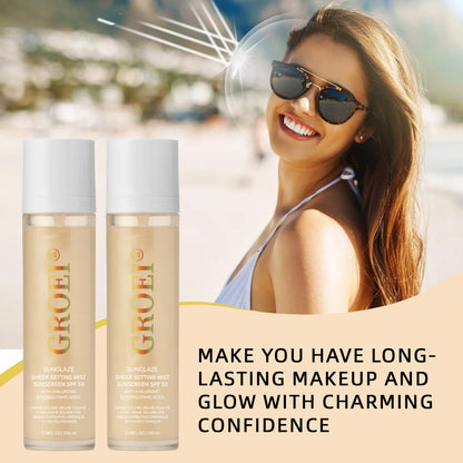 "GROEI" 100ml  SPF 50 Sunscreen Setting Spray Sheer Setting Mist Sunscreen Spray Facial  Skin Care Lightweight & Non-Greasy